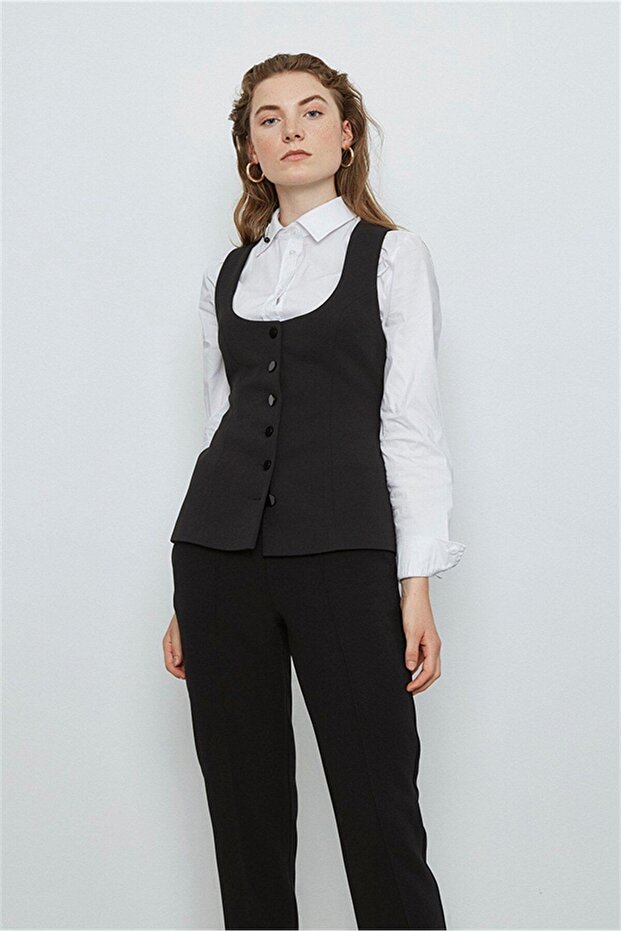 Önden Düğmeli Yelek - 1