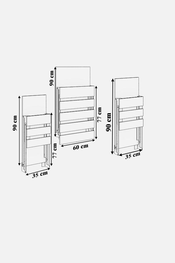 Firuze Duvara Monte Katlanabilir 2 Tabureli Mutfak Masası Yemek Masası Balkon Masası - 7