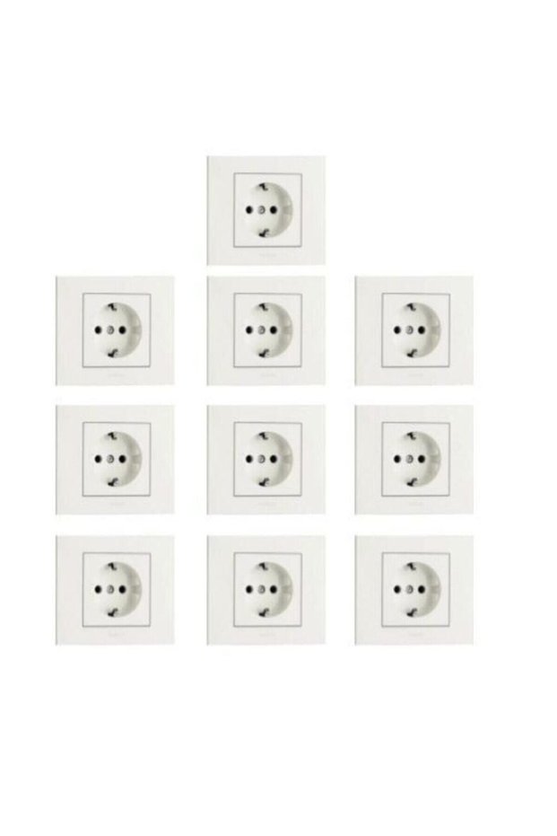 مقبس كهربائي أبيض من جرانو، 10 قطع، يشمل الإطار