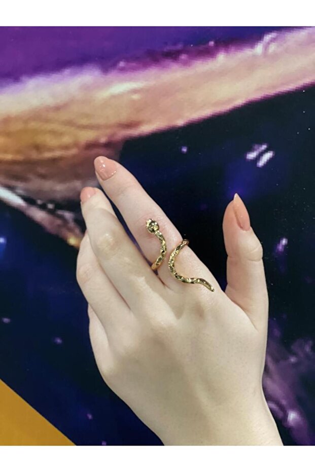 Handmade Snake Figure Adjustable Ring - 2