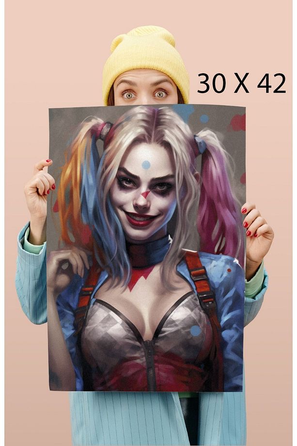 Joker Harley Quinn Poster - Çerçevesiz Parlak Kağıt Duvar Posteri - 4