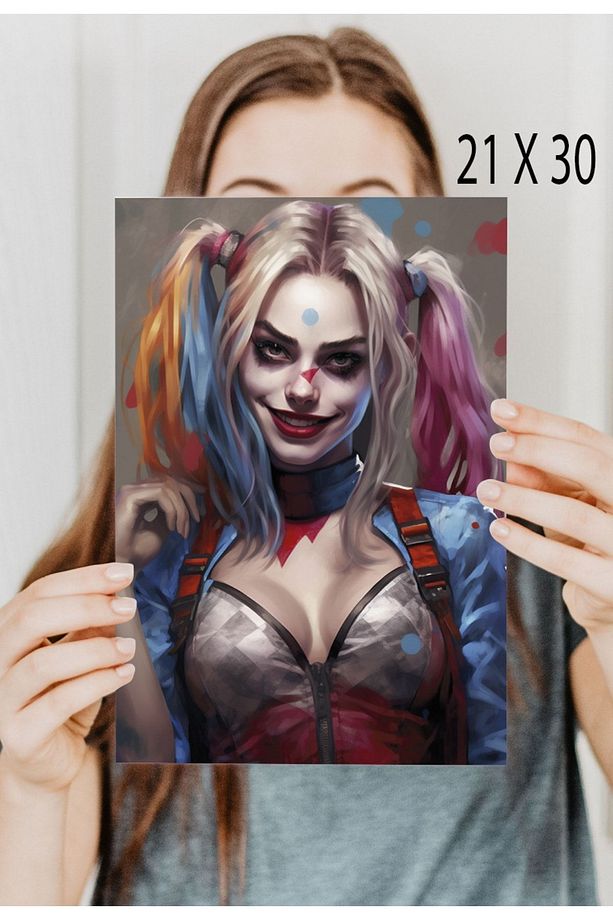 Joker Harley Quinn Poster - Çerçevesiz Parlak Kağıt Duvar Posteri - 5