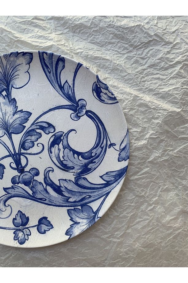 Blue Blanc Çiçek Desenli Duvar Tabağı Dekoratif Bahçe Balkon Mutfak Salon Duvar Süsü No:196 - 3
