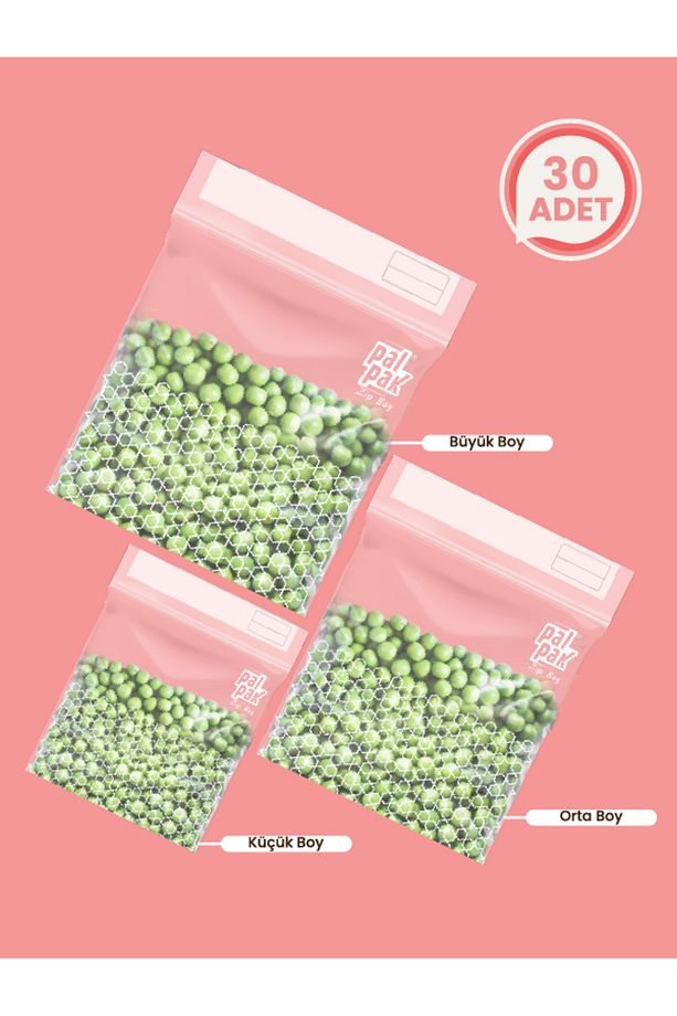 Zipbag -çok Amaçlı Kullanılabilir Kilitli, Buzdolabı Poşeti 30 Adet(10 S / 10 M / 10L) - 1