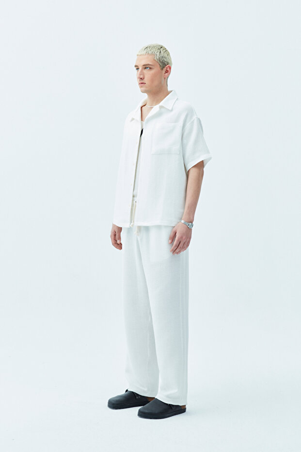 مجموعة كتان أساسية بيضاء كبيرة الحجم - 2