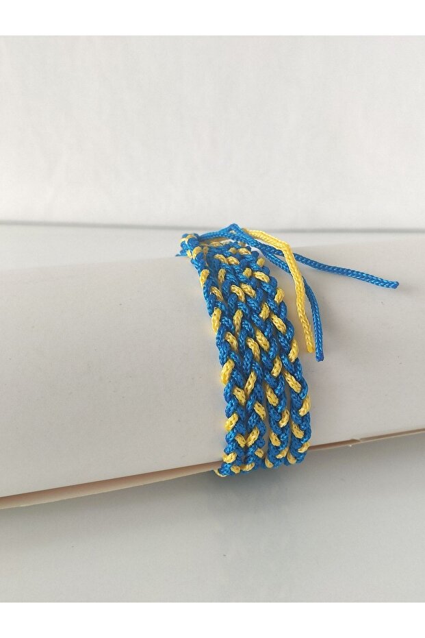 Yellow and Navy Blue Thin Braided Fan Bracelet and Headband 3-Piece Set