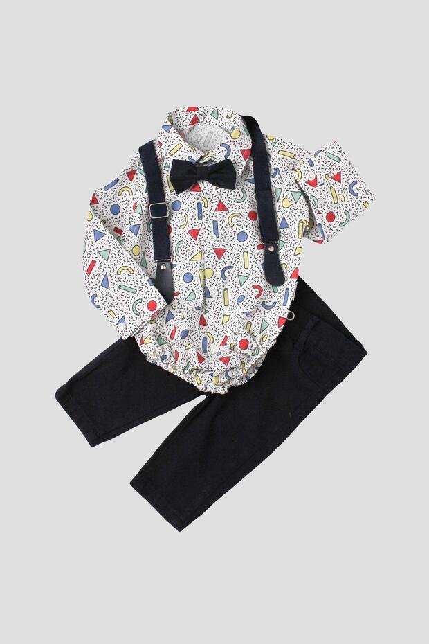 Baby Set Bodysuit, Shirt, Pants, Bow Tie and Slopet Adjustable 100% Cotton