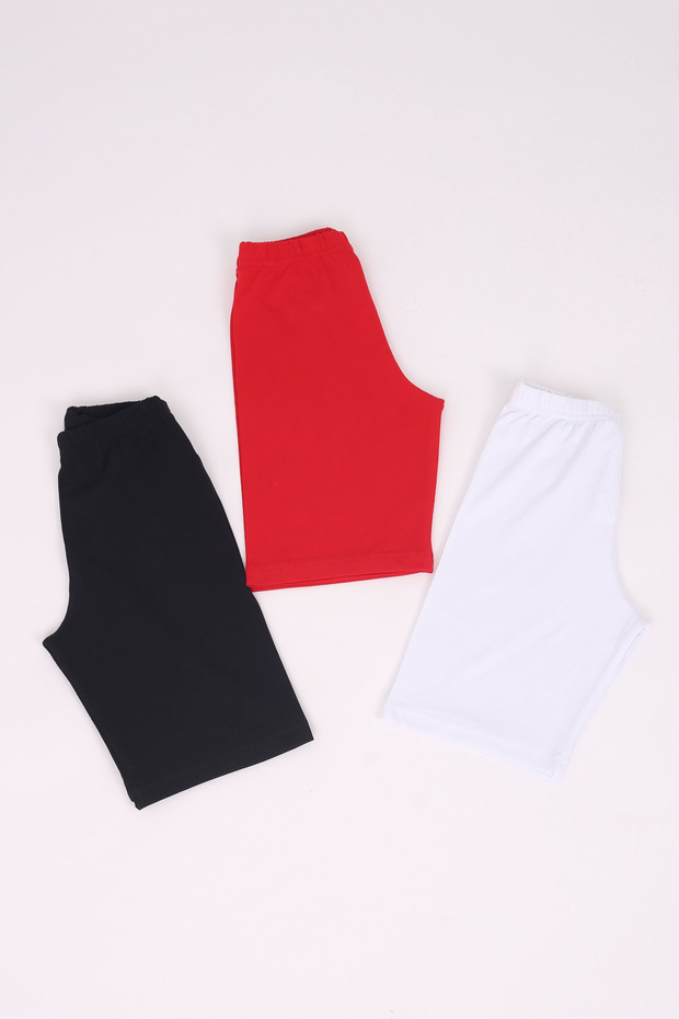 3-Pack Girls' Basic Cotton and Stretch Fabric Short Summer Leggings