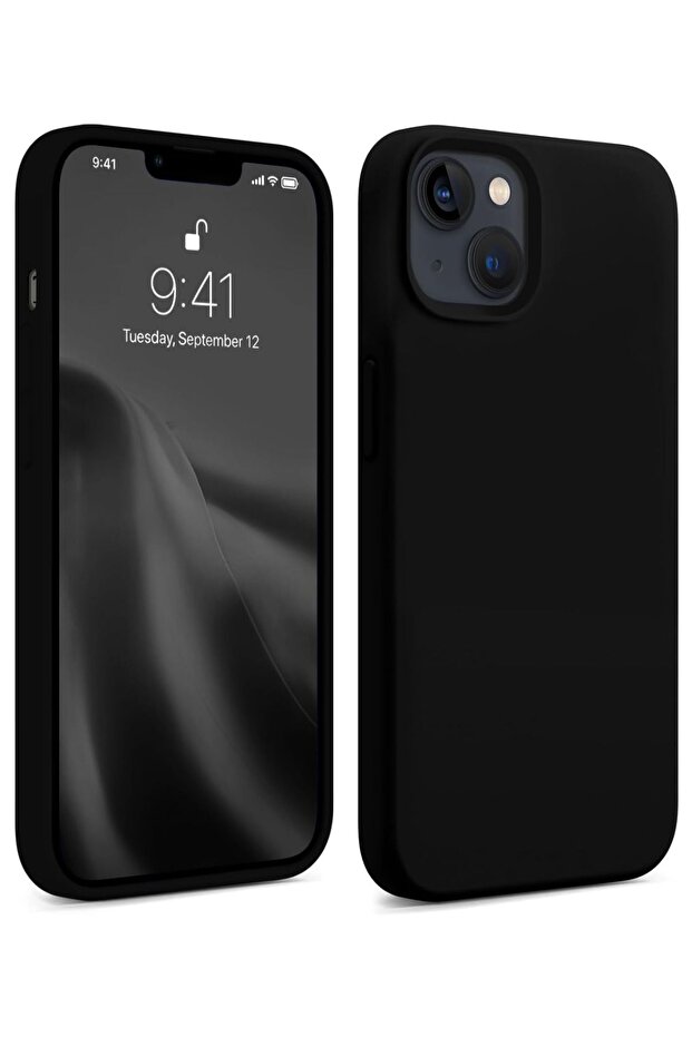 KVK PRİVACY Iphone 13-14-15 Uyumlu Lansman Kılıf Içi Kadifeli Kamera Yükseltili Silikon Kapak Siyah