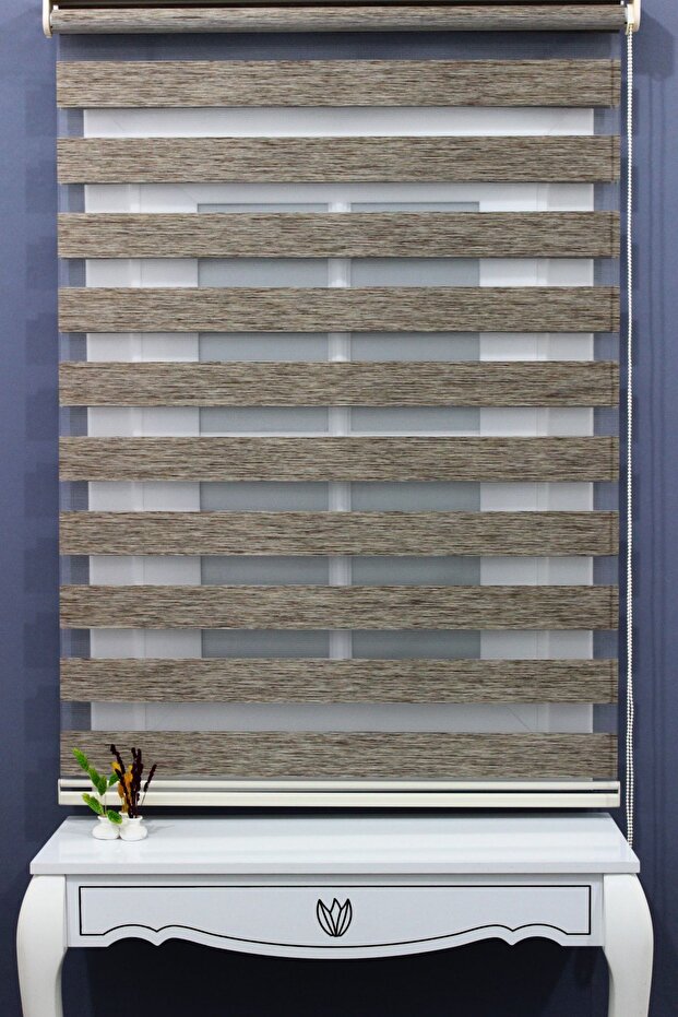 Ahşap Desenli Bambu Zebra Perde