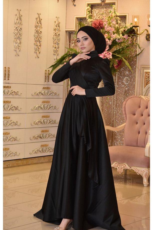 Mehtap Siyah Abiye Elbise - 1