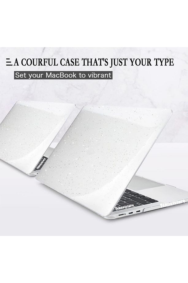 Macbook Pro 13 M1-m2 Çip 2020/2022 A2338 A2686 Uyumlu Kristal Şeffaf Simli Kapak - 5