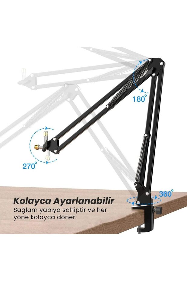K658 USB Mikrofon Rgb Yayıncı - Oyuncu Mikrofonu + Fifine CS1 Masa Tipi Mikrofon Standı 35x35 - 4