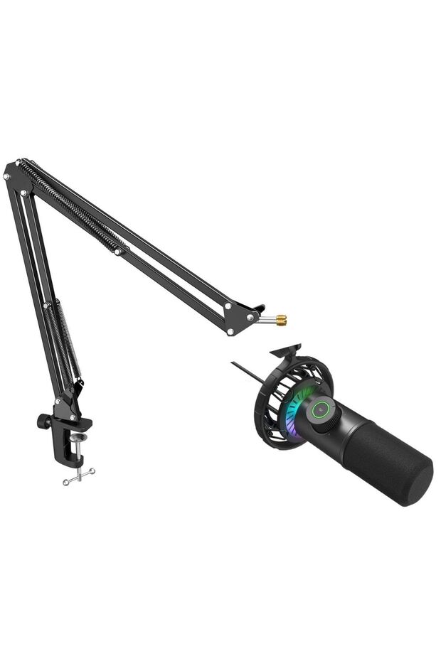 K658 USB Mikrofon Rgb Yayıncı - Oyuncu Mikrofonu + Fifine CS1 Masa Tipi Mikrofon Standı 35x35 - 1