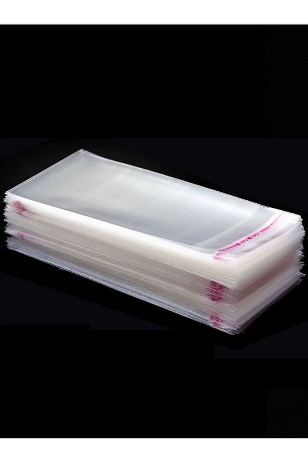 225 Adet 4x12 Cm Şeffaf Bantlı Opp Jelatin Poşet ,yapışkanlı Torba 4*12 Jelatin Poşet - 5