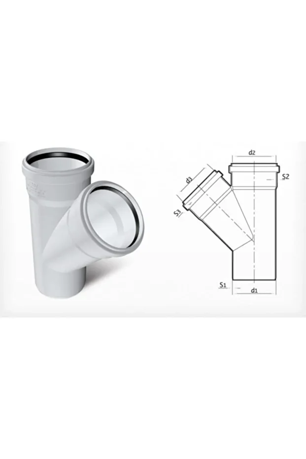 Dublex Pvc Atık Su Borusu Pimaş Tek Çatal 100 X 100 Mm. - 1