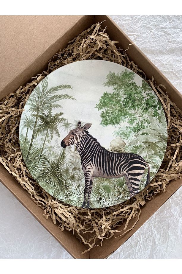 Tropikal Safari Zebra Deseni Duvar Tabağı Dekoratif Duvar Süsü No:221 - 4