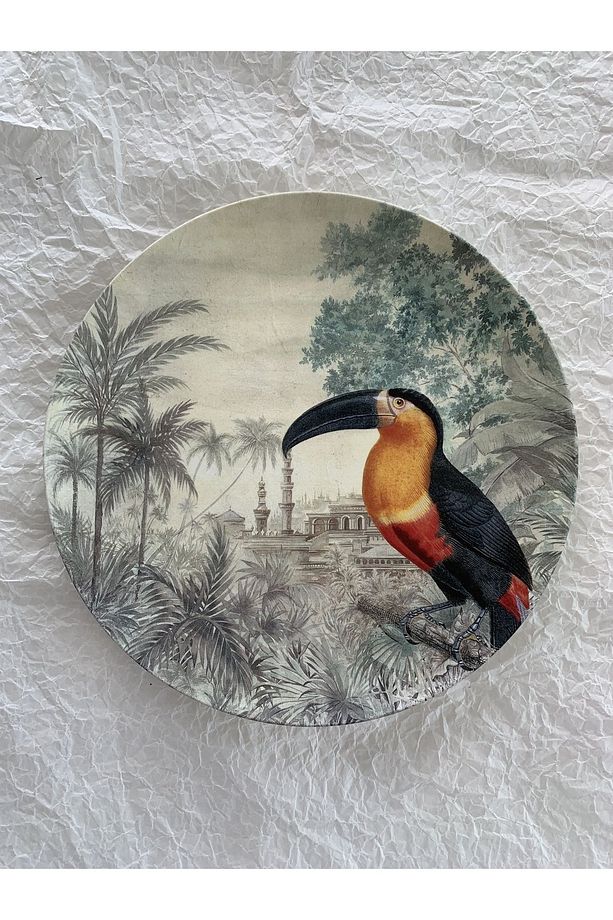 Tropikal Safari Kuş Deseni Duvar Tabağı Dekoratif Duvar Süsü No:220 - 7