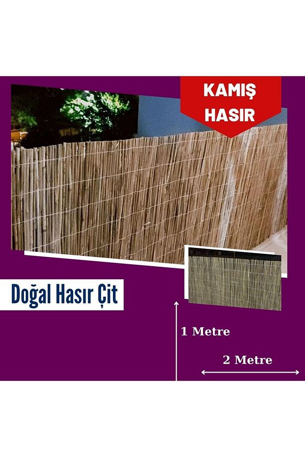 Kamış Hasır Çit Gölgelik Dekoratif Hasır Ürünü 1 Metre x 2 Metre - 1