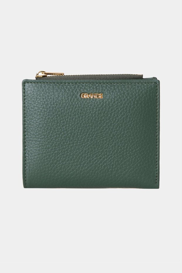 2805 Genuine Real Leather Women's Wallet with Snap Fasteners and Zipper Flother Green