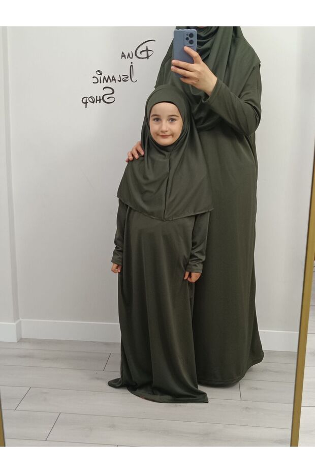 Mother Girl One-Piece Prayer Dress Combination Prayer Gown 2Pcs (Sizes in Description)
