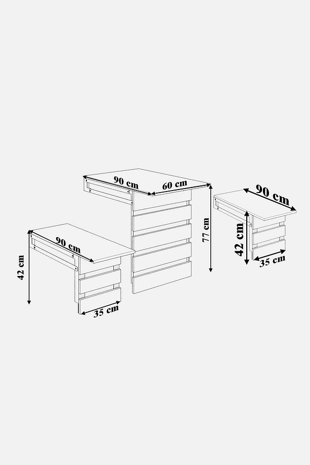 Firuze Duvara Monte Katlanabilir 2 Tabureli Mutfak Masası Yemek Masası Balkon Masası - 6