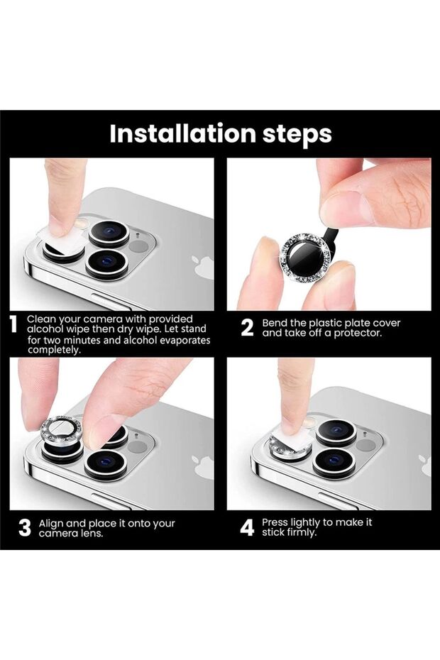 iPhone 12 Pro Max Compatible Silver Stone Camera Lens Protector - 4