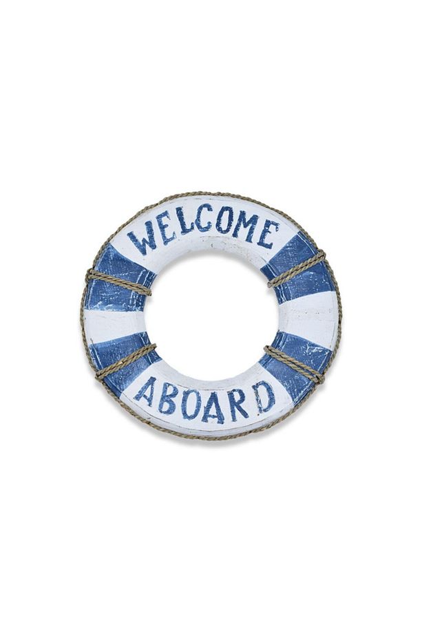 Ahşap Can Simidi, Welcome, Hoşgeldiniz, Dekoratif Duvar Objesi - 1