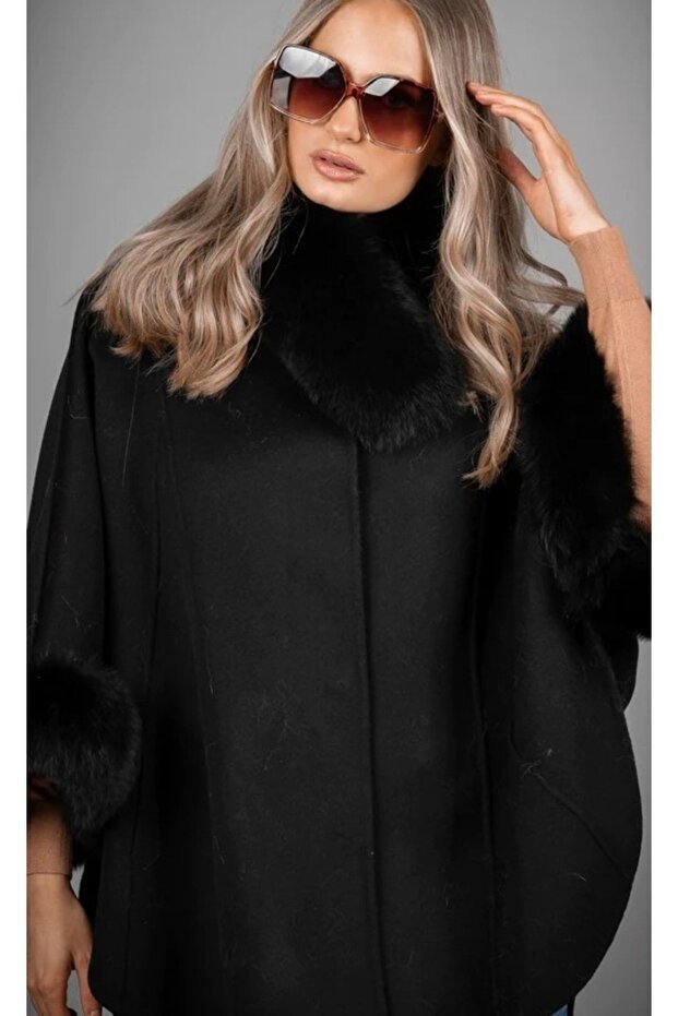 Siyah Kaşmir Panço - 2