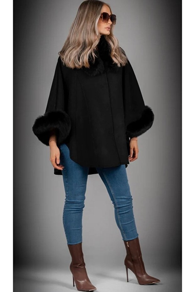 Siyah Kaşmir Panço - 6