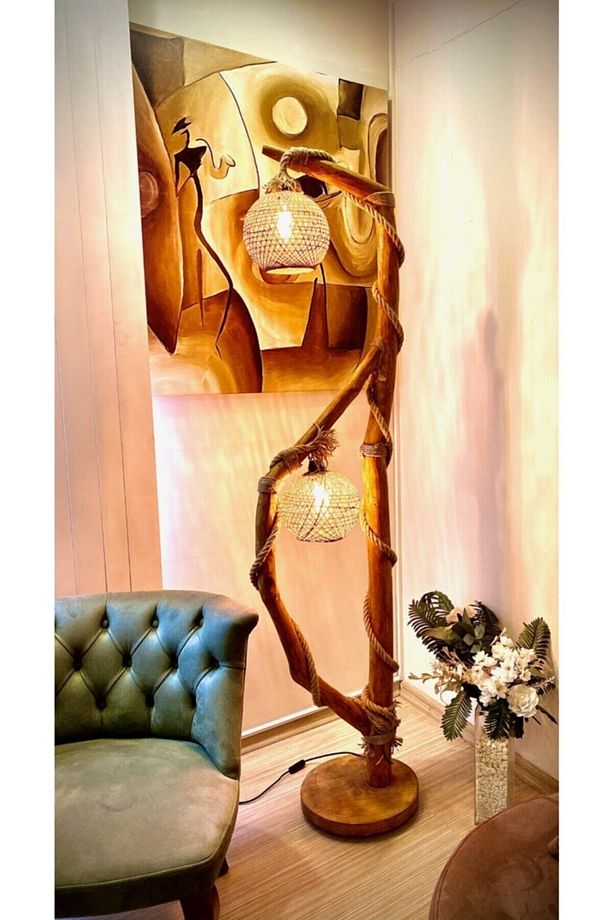 Ağaç Lambader 170-180 Cm Kapadokya Serisi Doğal Ahşap Lambader - 1
