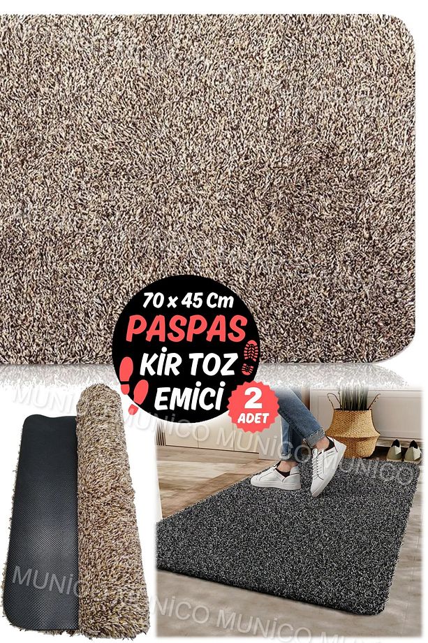 2 Adet Lateks Kaymaz Taban Yıkanabilir Çamur Kir Temizleyici Paspas Çamaşır Makinesinde Yıkanabilir - 3
