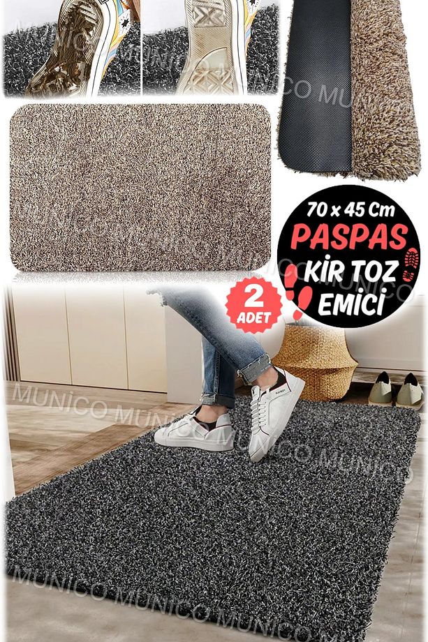 2 Adet Mikrofiberli Paspas Ayakkabı İzini Temizleyen Çamaşır Makinesinde Yıkanabilir Kir Toz Emici - 9