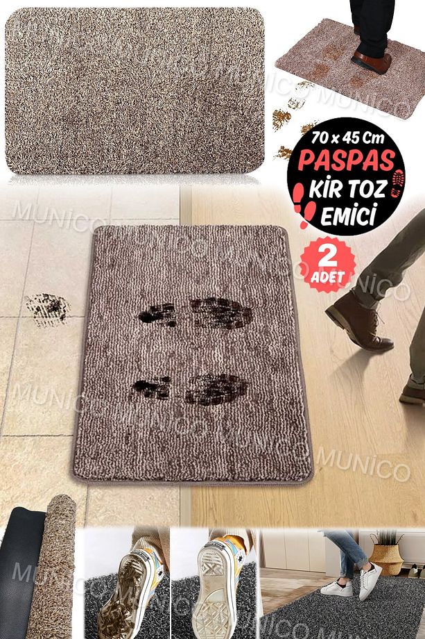 2 Adet Lateks Kaymaz Taban Yıkanabilir Çamur Kir Temizleyici Paspas Çamaşır Makinesinde Yıkanabilir - 8
