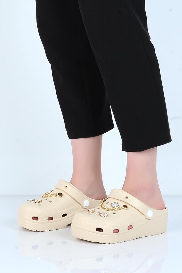 E800-6 Fiesta Beige Eva Women's Embellished Casual Slipper