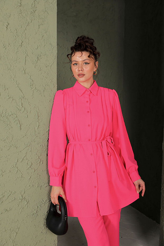 طقم قميص كريب فوشيا - موديل أساسي 53-212 - 3