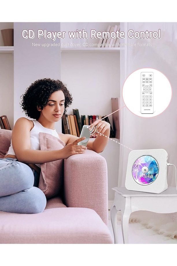 Taşınabilir CD Çalar Bluetooth 5.0, HiFi Ses Hoparlörü, Uzaktan Kumandalı, LED Ekran, AUX/USB - 3