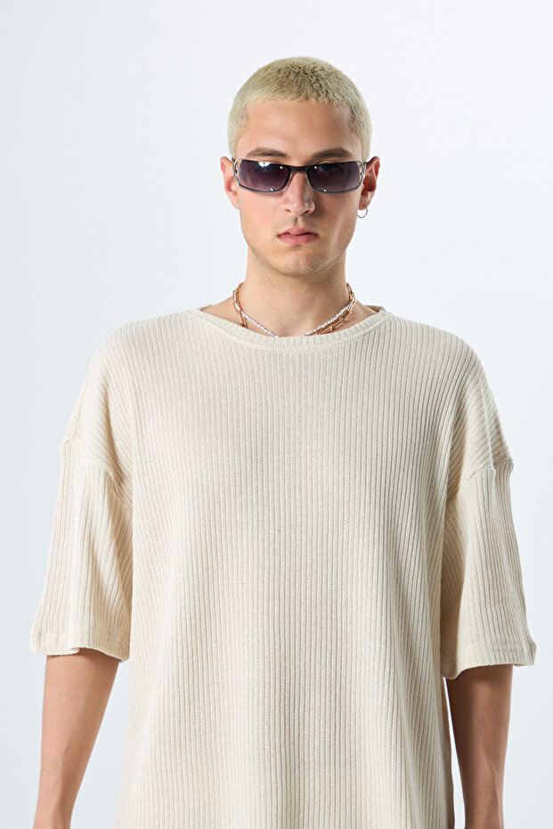 BASIC OVERSIZE TRİKO TAKIM BEJ - 8