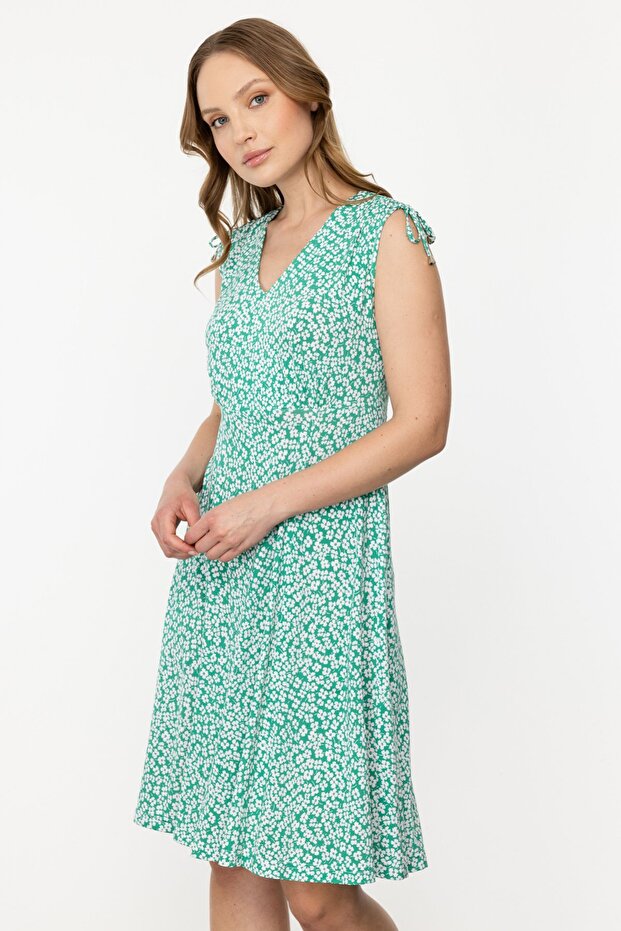 فستان واسع - نمط الأزهار - 4