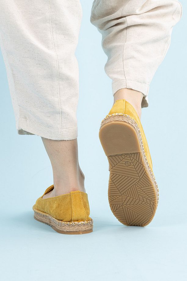 Yuna Kadın Süet Sarı Espadril Ayakkabı - 7