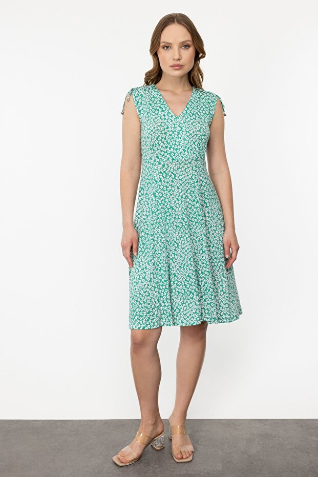 فستان واسع - نمط الأزهار - 5