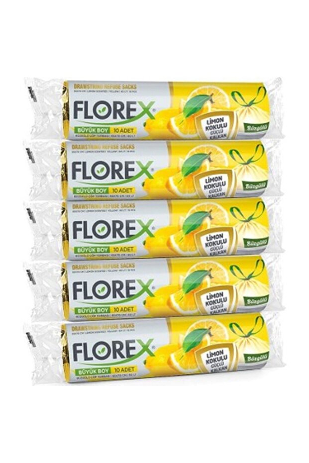 Lemon Ruched Medium Size (55x60 cm) Drawstring Garbage Bags, 10 Rolls