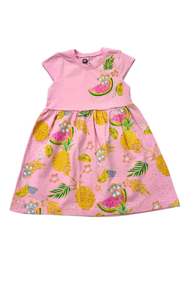Girl's watermelon printed combed cotton dress/ girl's bicycle neckline ruffled dress