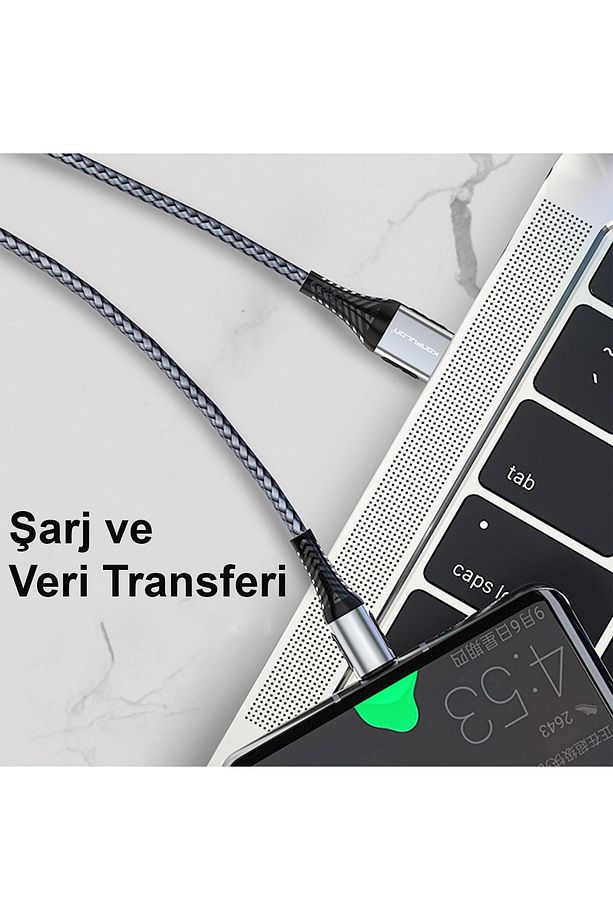 İphone Serisi Uyumlu Usb 3.0 to Lightning 1 Metre Tel Örgü 60W Usb Data Şarj Kablosu - 3