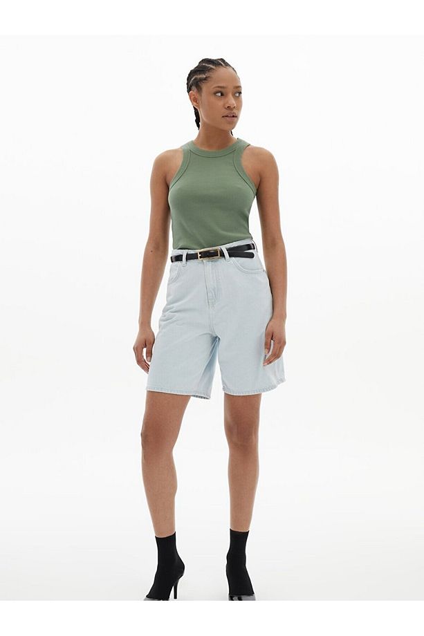 Lores X Yüksek Bel Comfort Jean Şort Şort - 5