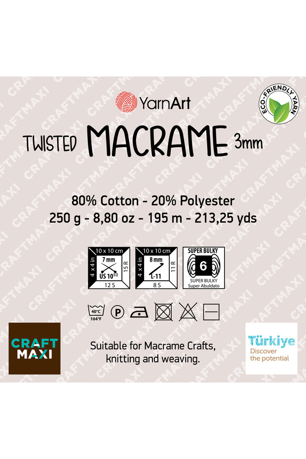 مكرامية ملتوية 3 مم - بلاط حياكة يدوي مكرامية - 785 - 2