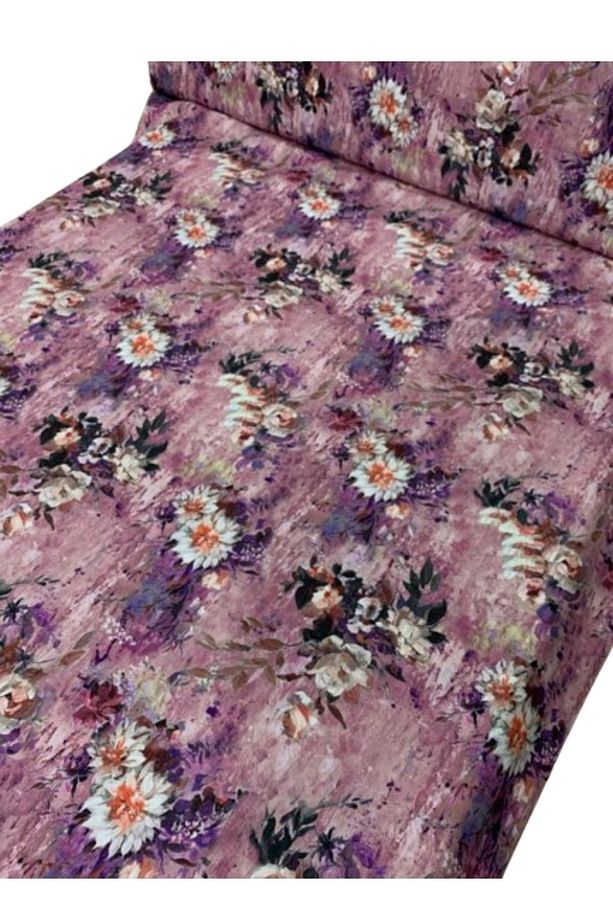 Desenli Krep Kumaş Elbiselik Eteklik Bluzluk Gömleklik Çift En:150 Cm - 2