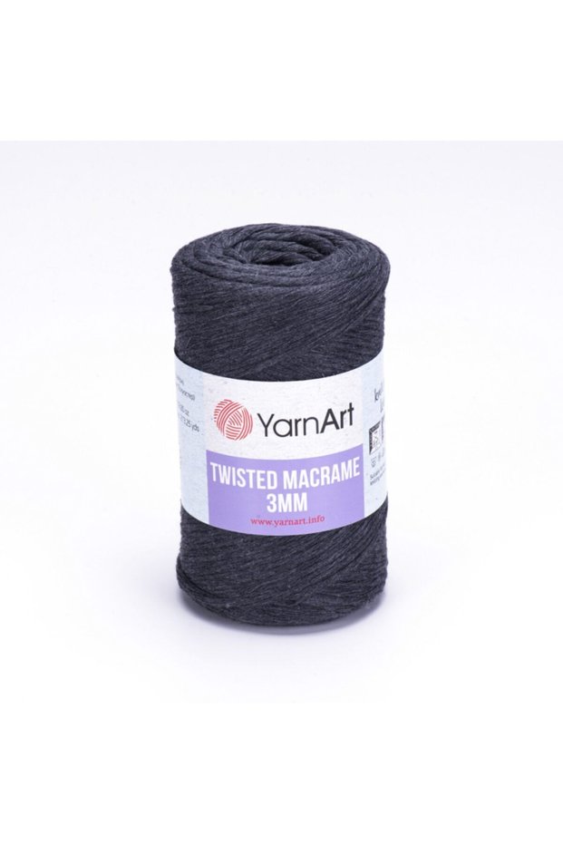 Twisted Macrame 3 Mm - Macrame Hand Knitting Thread Black-758