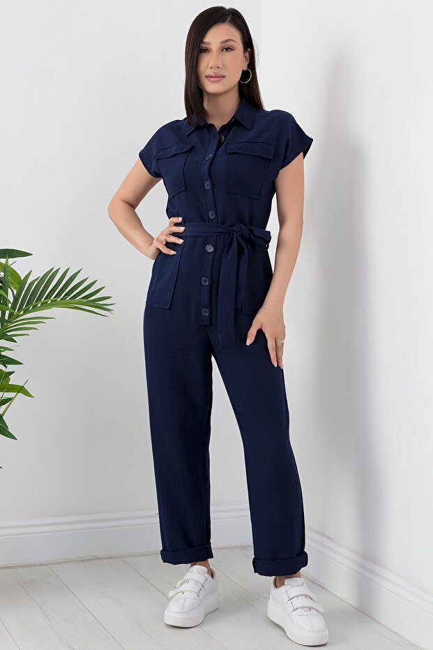 Cepli Kemerli Düğmeli Tulum 950-2980 - 5