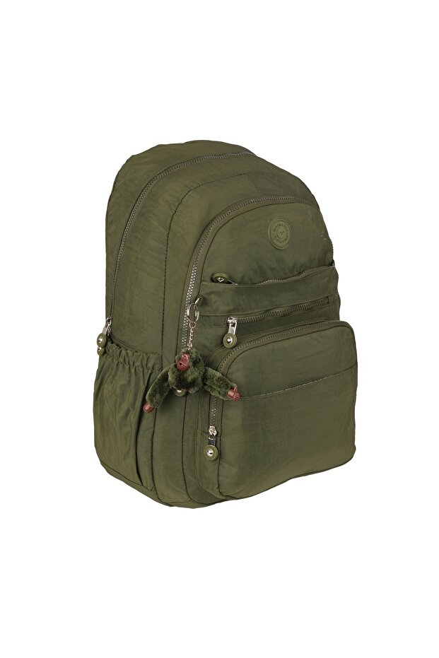 Relaxion Khaki Green Waterproof Crinkle Fabric Large Capacity Everyday & School Backpack